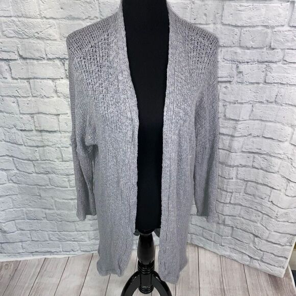 Say what women S cotton blend grey open front knit long cardigan - Picture 1 of 9